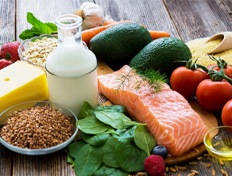 a table full of healthy foods