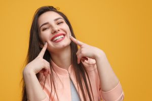 Woman with an attractive smile after cosmetic dentistry in Skokie