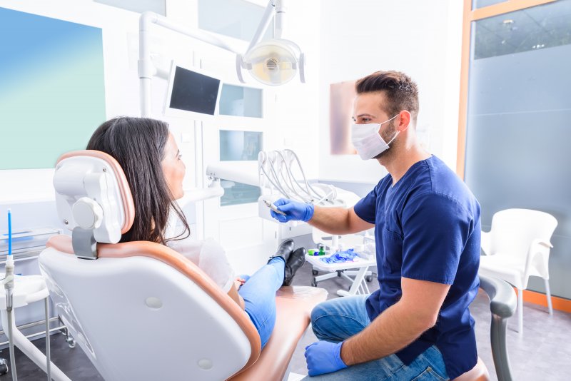 Woman at cosmetic dentist