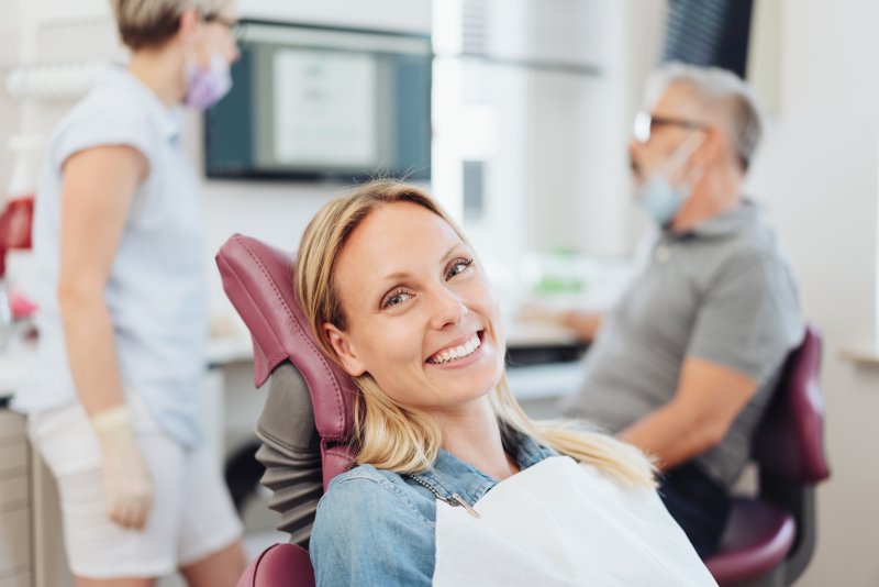 Woman smiling in dental chair